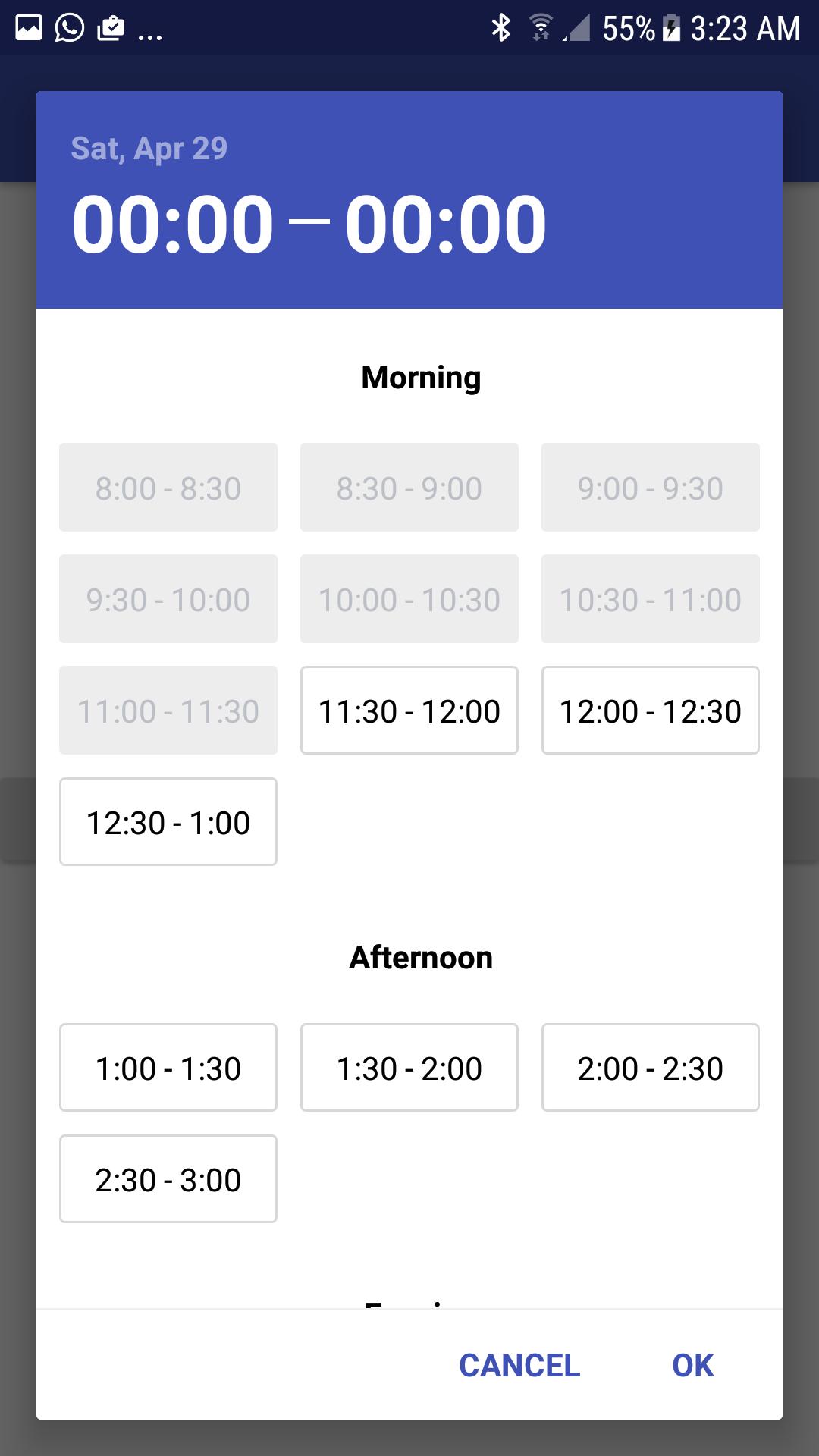 time slot Picker for Android