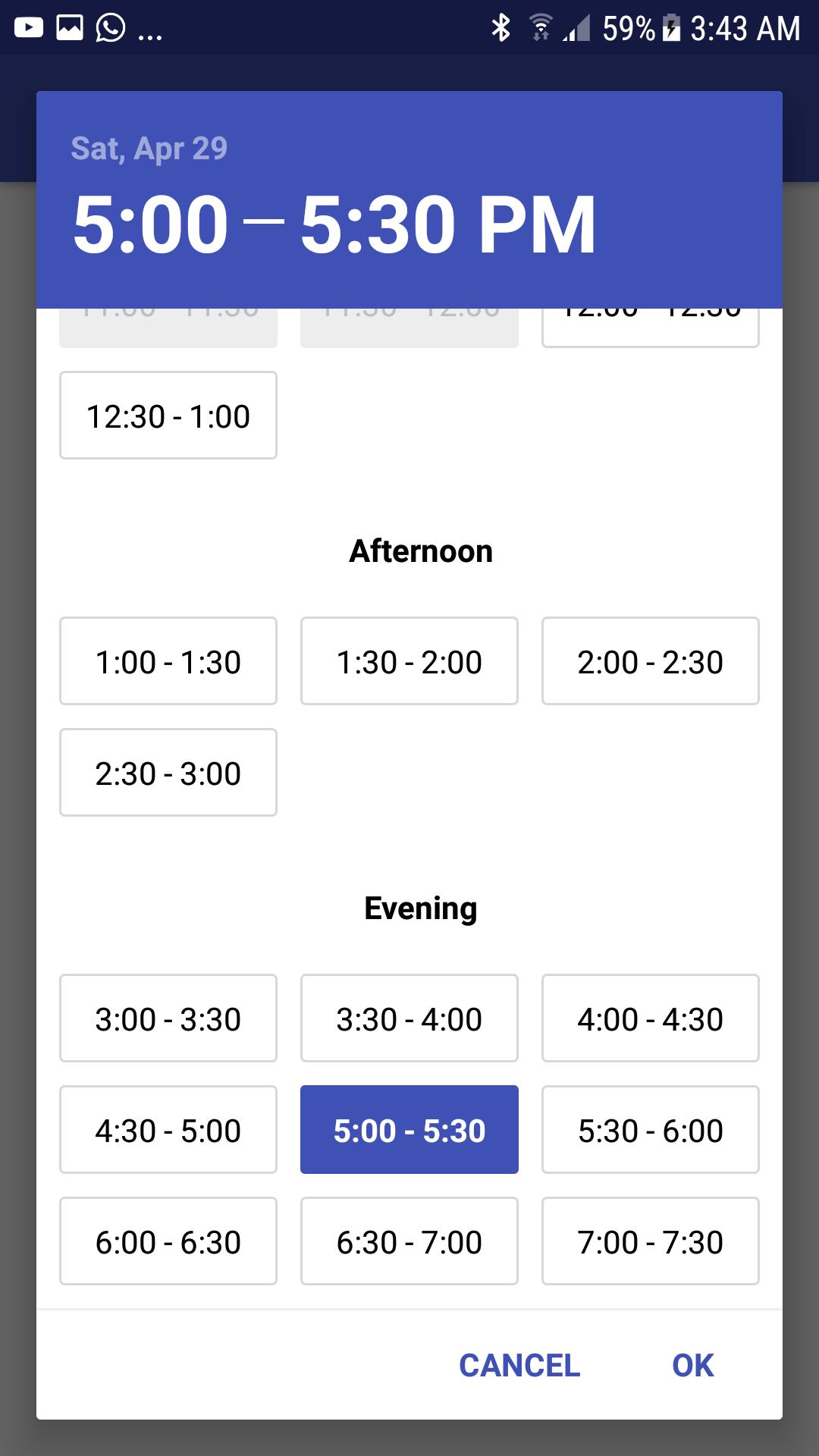 time slot Picker for Android
