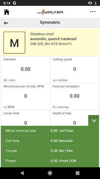 Walter Machining Calculator
