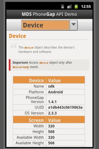 PhoneGap API Demo by MDS