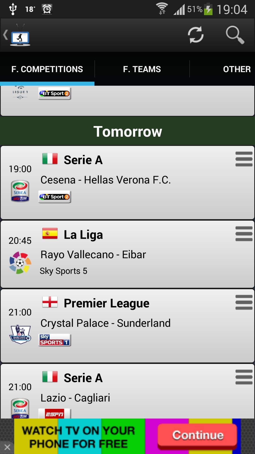 Football on TV Schedule
