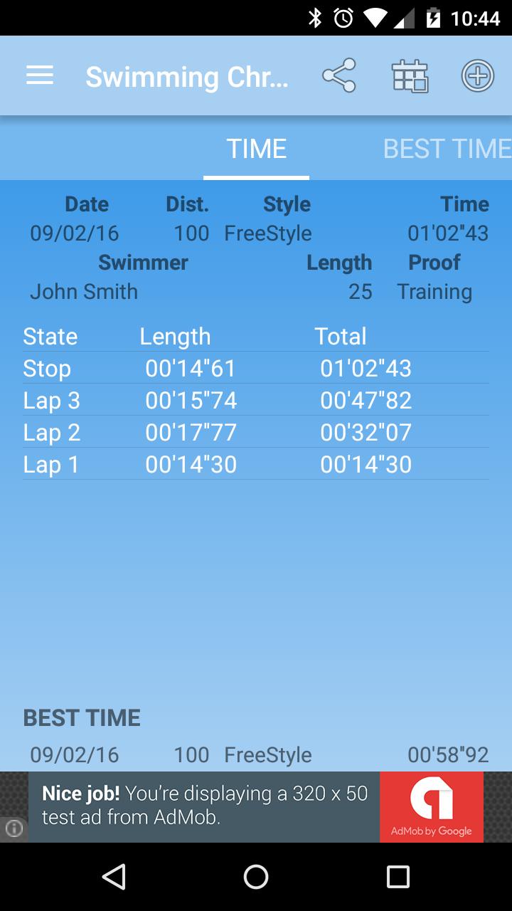 Swimming StopWatch free