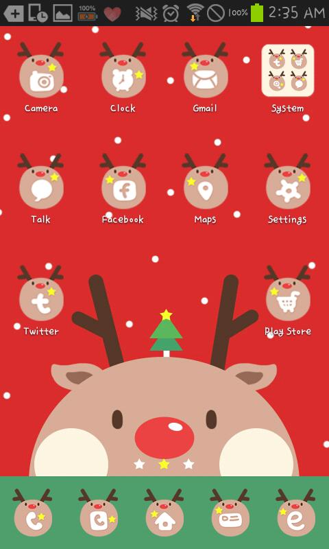 Red Rudolph Go launcher theme