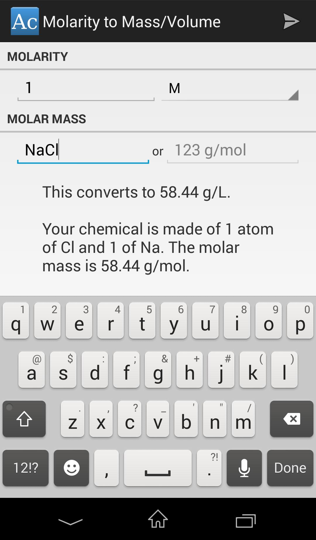 Avogadro's Calculator
