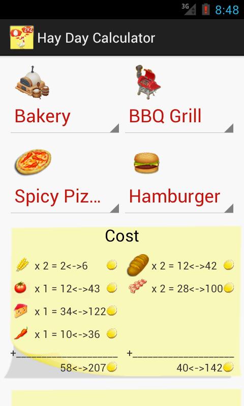 Calculator for Hay Day