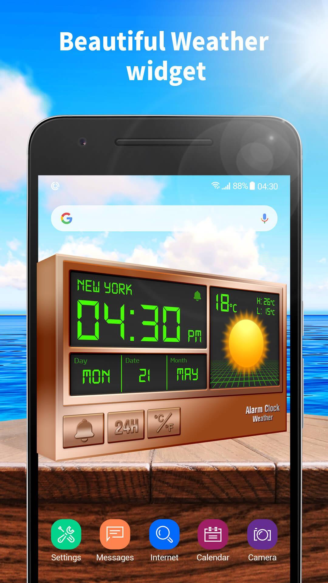 Alarm clock style weather widget