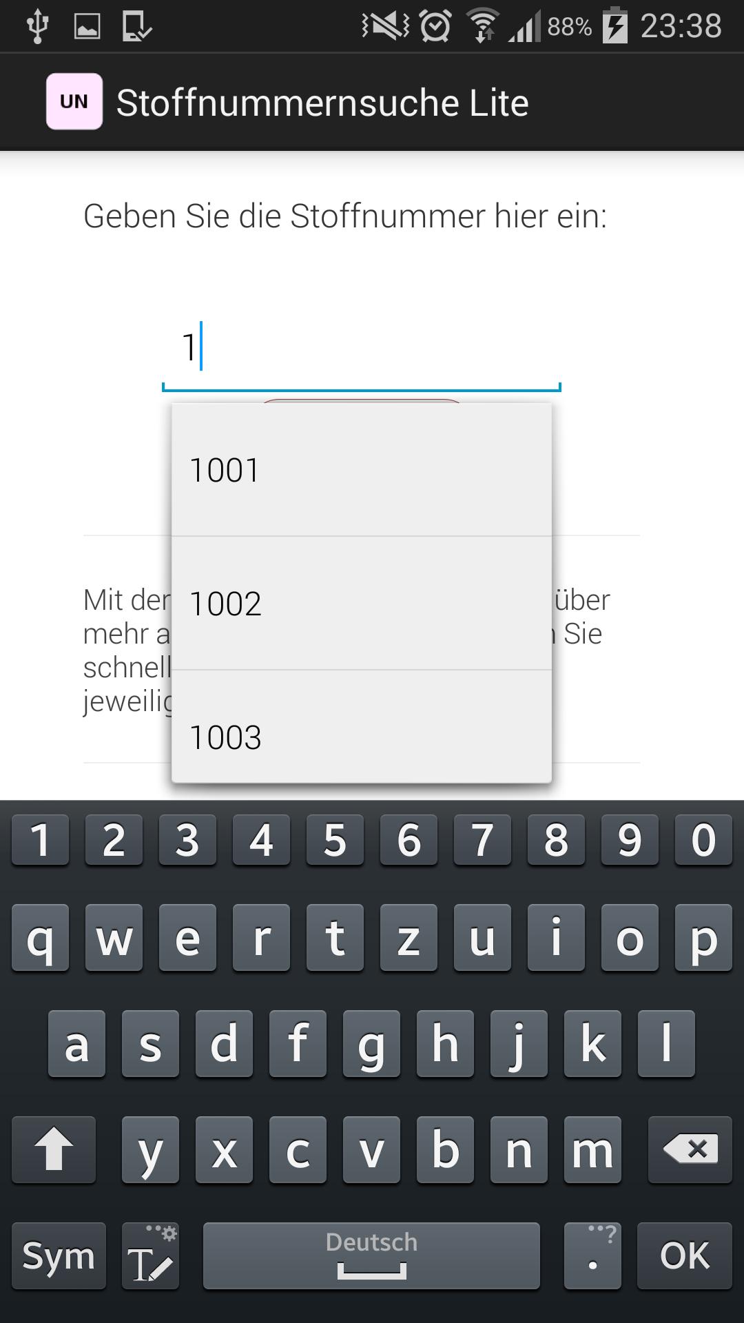 Feuerwehr UN-Nummer Suche Lite