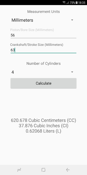 Engine CC Calculator