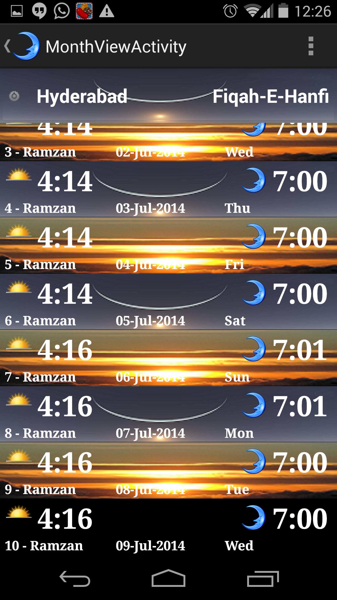 Ramzan 2014 Timings