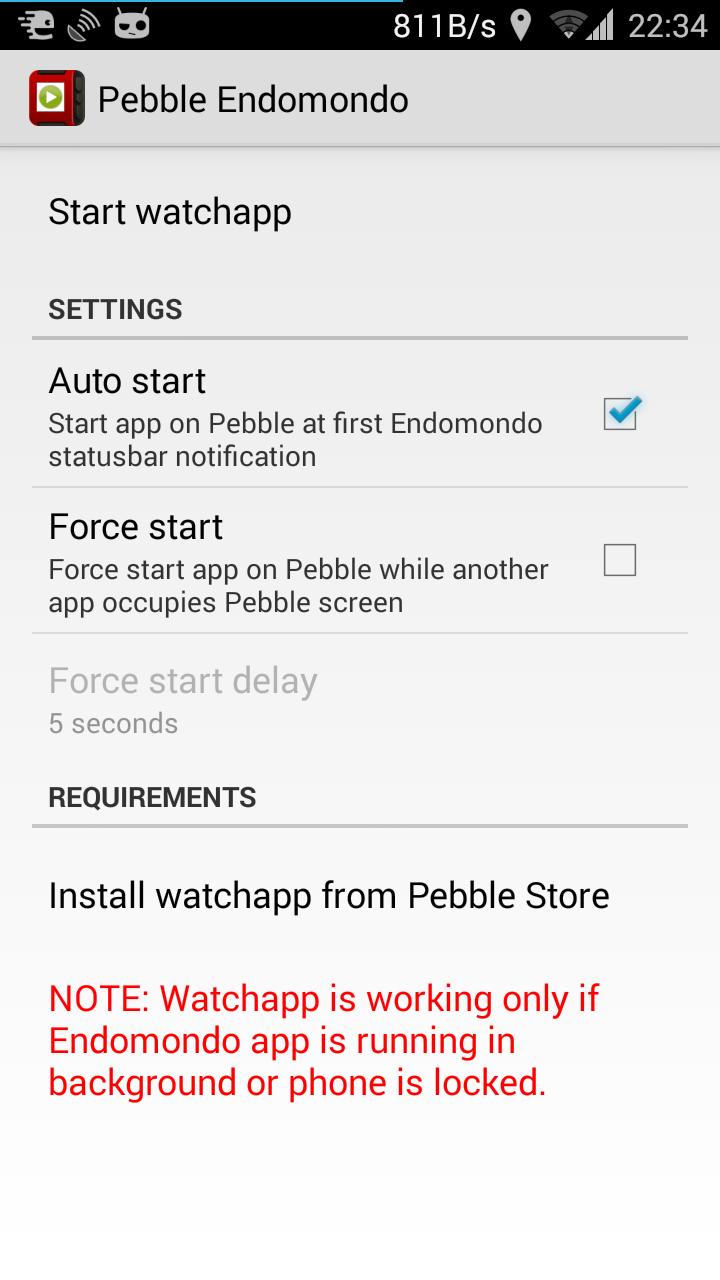 Pebble Endomondo (Unofficial)
