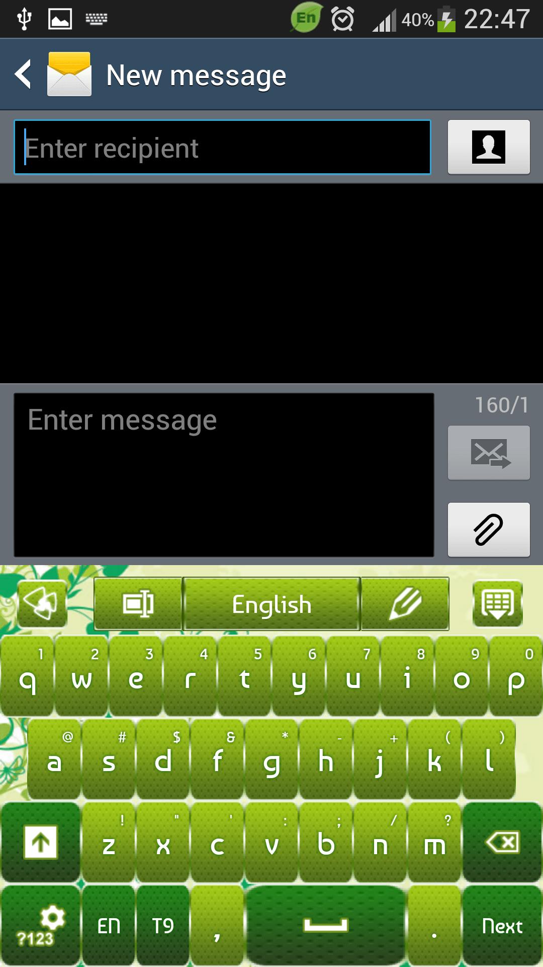 Keyboard Green Flowers