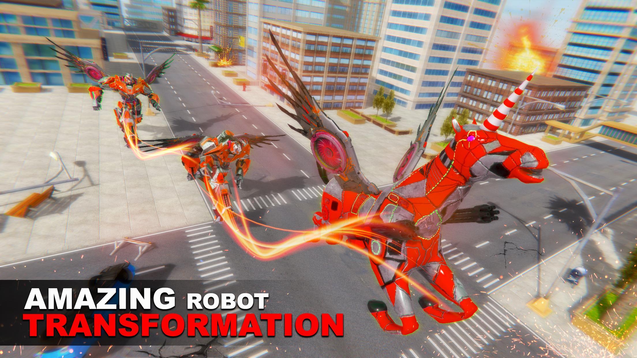 Flying Unicorn Horse Transform Car:Car Robot Games