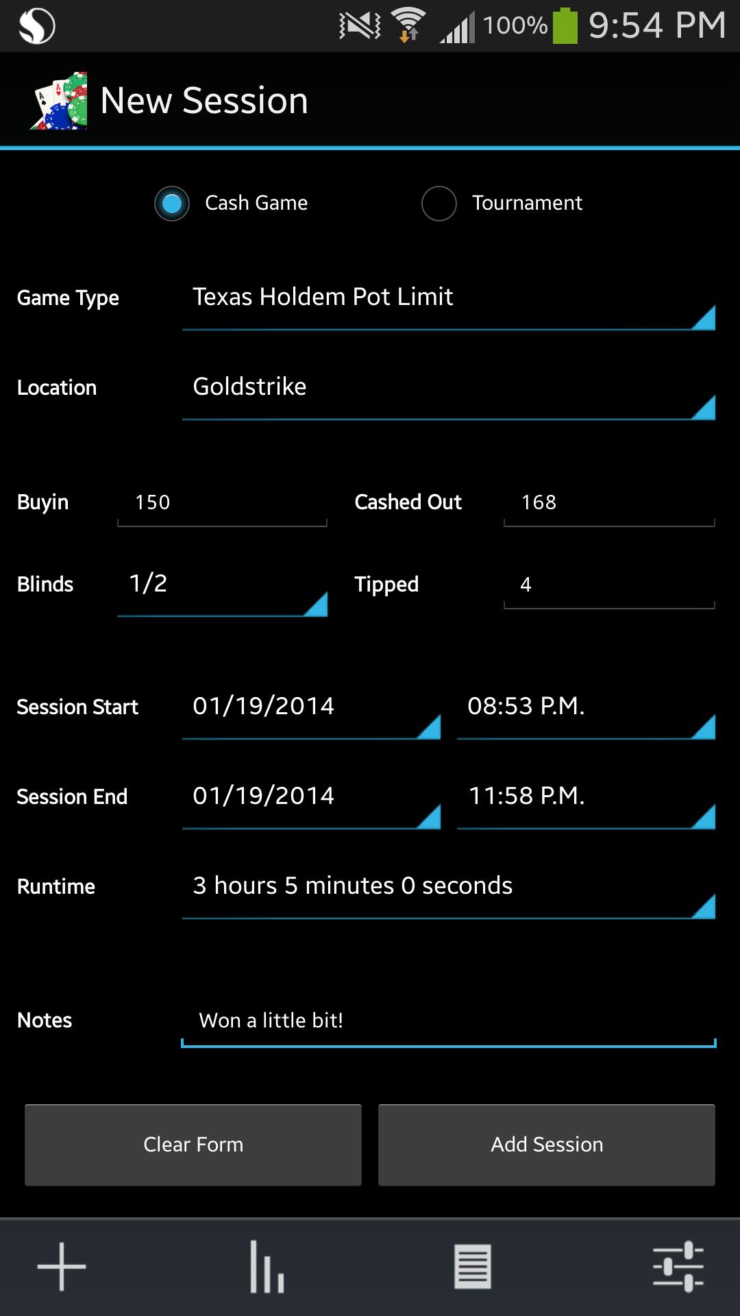 Personal Poker Tracker