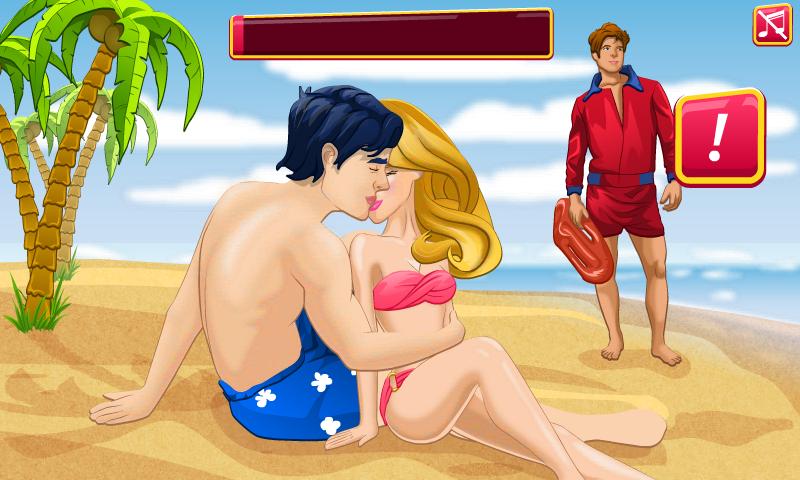 Kissing Princess on Beach