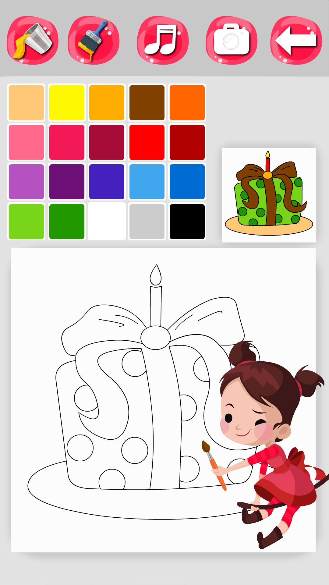 Happy Birthday Cake Coloring