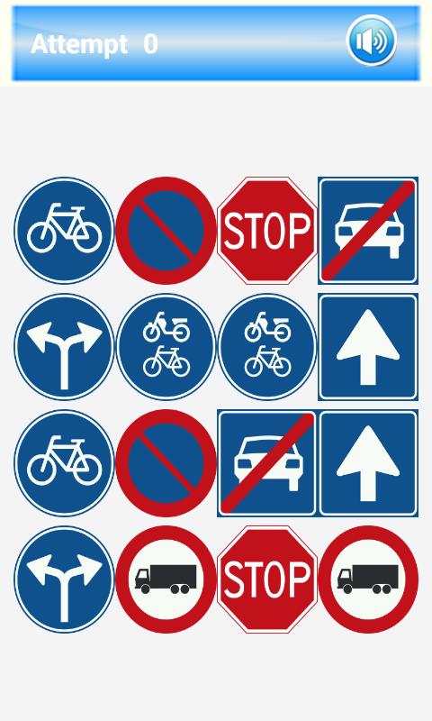 Road Signs Memory Game